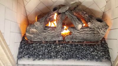 View of the Fireplace Fired by Butane